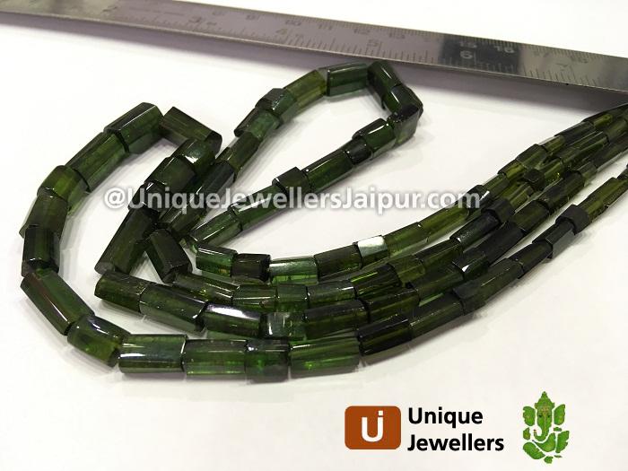 Green Tourmaline Step Cut Cylinder Beads